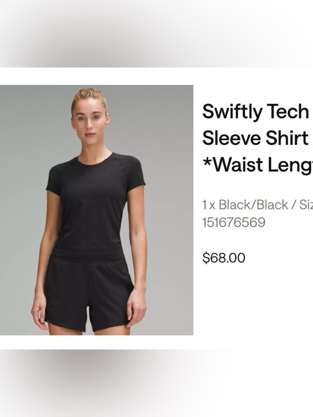 LuLulemon Swiftly Tech Waist Length Top - Picture 2 of 4